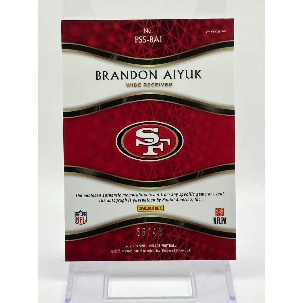 2020 Panini Select Brandon Aiyuk Rookie Silver Jersey Patch Auto 36/49 SP 49ers